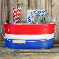 Red, White & Blue Distressed Silverware Caddy 